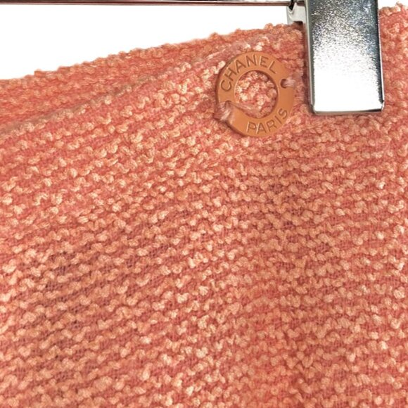 Chanel 00T Coral Chiffon Accent Tweed Skirt - Picture 2 of 8